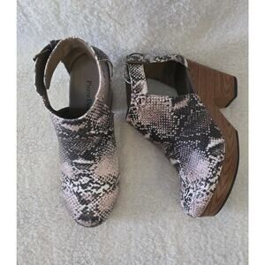Pierre Dumas Ponce-1 Womens Size 8.5 Snake Print Heeled Shoes Cutout Side Buckle